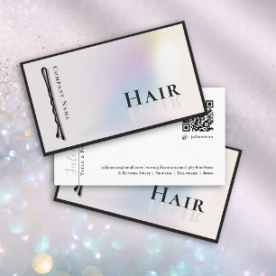 Tarjeta De Visita Holográfico moderno Bobby Pin Hair Stylist