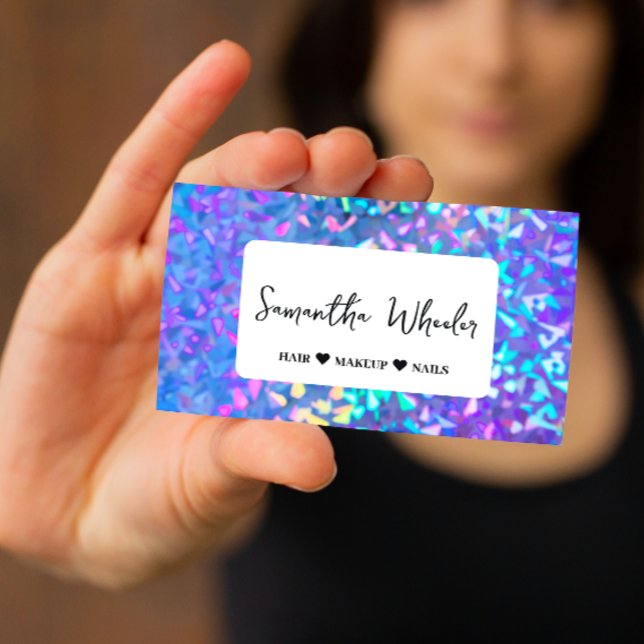 Tarjeta De Visita Holográfico moderno iridiscente Faux Glam Purpurin (Subido por el creador)