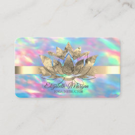 Tarjeta De Visita Holográfico Opal Elegante,Banda de Oro,Lotus