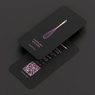 Tarjeta De Visita Holográfico Purple Pink Whisk Moderno Baker