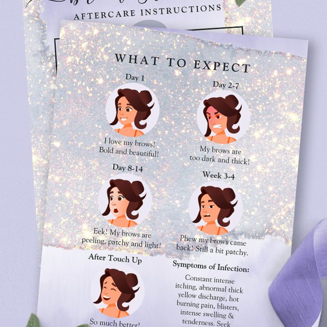 Tarjeta De Visita Holográfico Purple Purpurina Luxury PMU Aftercare (Subido por el creador)