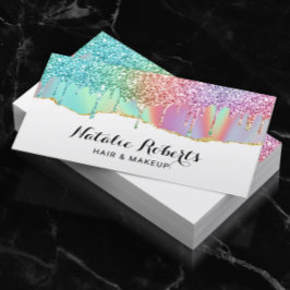 Tarjeta De Visita Holográfico, Purpurina unicornio deja un salón de
