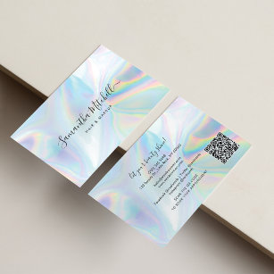 Tarjeta De Visita Holográfico QR Código Salón de belleza hecho a man