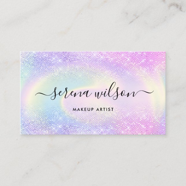 Tarjeta De Visita Holográfico unicornio Glittering Holo pelo de maqu (Anverso)