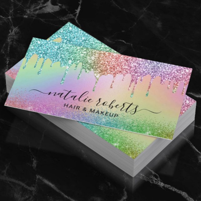 Tarjeta De Visita Holográfico Unicornio Purpurina Drin Modern Salon  (Subido por el creador)