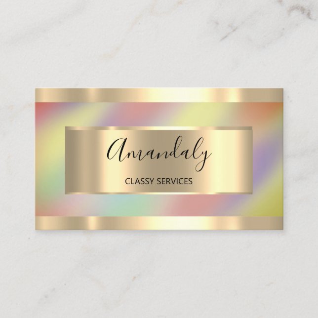 Tarjeta De Visita Hológrafo con marco Ombre Unicornio moderno (Anverso)