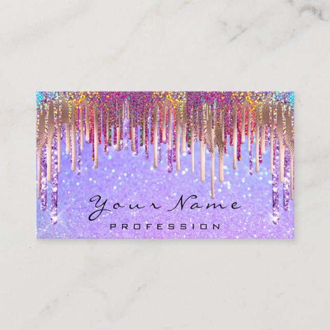 Tarjeta De Visita Hológrafo de arte de maquillaje de uñas gotea Purp (Anverso)