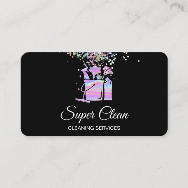 Tarjeta De Visita Holograma de doncella para limpieza de casas profe (Anverso)