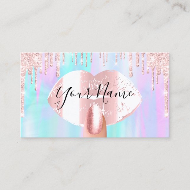 Tarjeta De Visita Holograma de maquillaje de uñas gotea labios de be (Anverso)