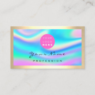 Tarjeta De Visita Holograma del peluquero rosado con logotipo Eyelas
