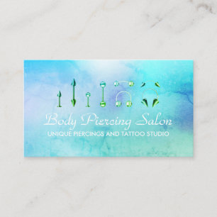 Tarjeta De Visita Holograma especialista de Piercing Moda color verd