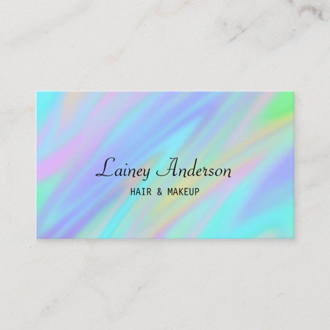 Tarjeta De Visita Holograma lujoso trendy azul violeta verde (Anverso)