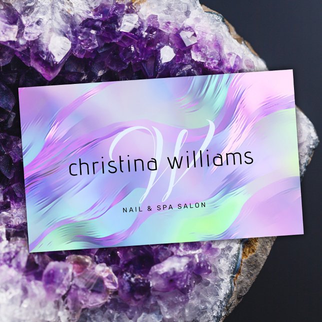 Tarjeta De Visita Holograma monográfico moderno (Modern Monogram Holographic Business Card)