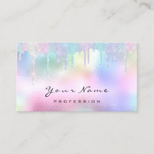 Tarjeta De Visita Holograma Unicornio Purpurina de ProfessionalMakeu