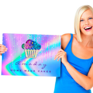 Tarjeta De Visita Holograph Bakerley Home Made Cakes Logo Muffin Pin