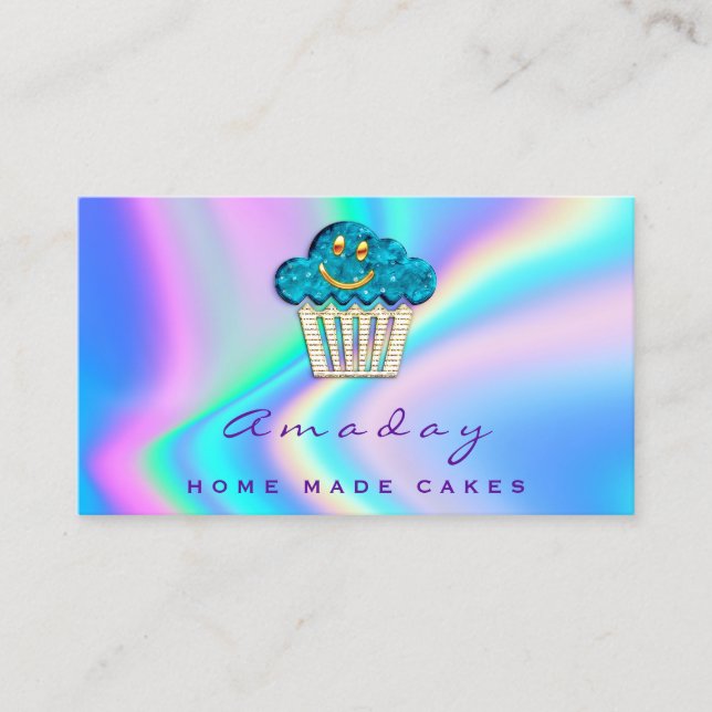 Tarjeta De Visita Holograph Bakerley Home Made Cakes Logo Muffin Ver (Anverso)