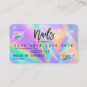 Tarjeta De Visita Holograph Credit Card Nail Tech