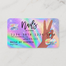 Tarjeta De Visita Holograph Credit Card Nail Tech