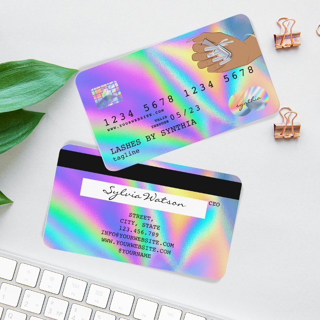 Tarjeta De Visita Holograph Credit Card Nail Tech (Subido por el creador)