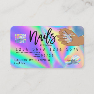 Tarjeta De Visita Holograph Credit Card Nail Tech