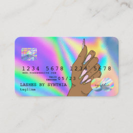 Tarjeta De Visita Holograph Credit Card Nail Tech add logo