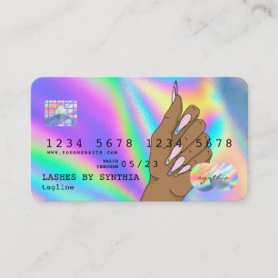 Tarjeta De Visita Holograph Credit Card Nail Tech add logo