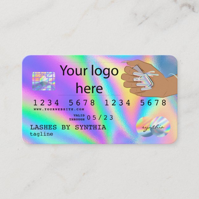 Tarjeta De Visita Holograph Credit Card Nail Tech add logo (Anverso)