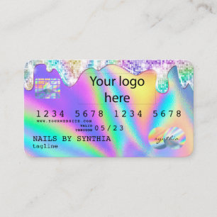 Tarjeta De Visita Holograph Credit Card Nail Tech ADD LOGO