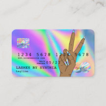 Holograph Credit Card Nail Tech add logo