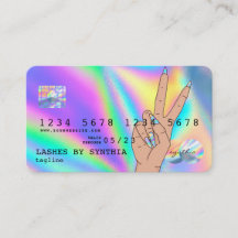 Holograph Credit Card Nail Tech add logo