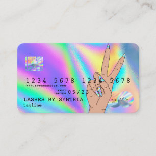 Tarjeta De Visita Holograph Credit Card Nail Tech add logo