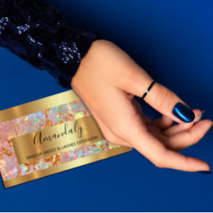 Tarjeta De Visita Holograph Gold Marble Copper Frame Event