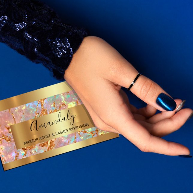 Tarjeta De Visita Holograph Gold Marble Copper Frame Event (Holograph Gold Marble Copper Frame Event Business Card)