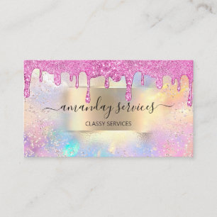 Tarjeta De Visita Holograph Makeup Boutique Shop Gold Perforación d