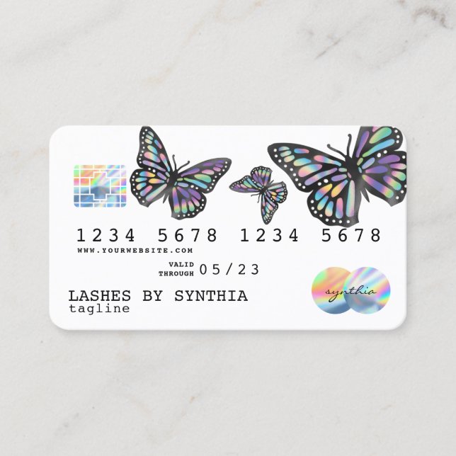 Tarjeta De Visita Holograph Modern Credit Card Monarch Butterfly (Anverso)