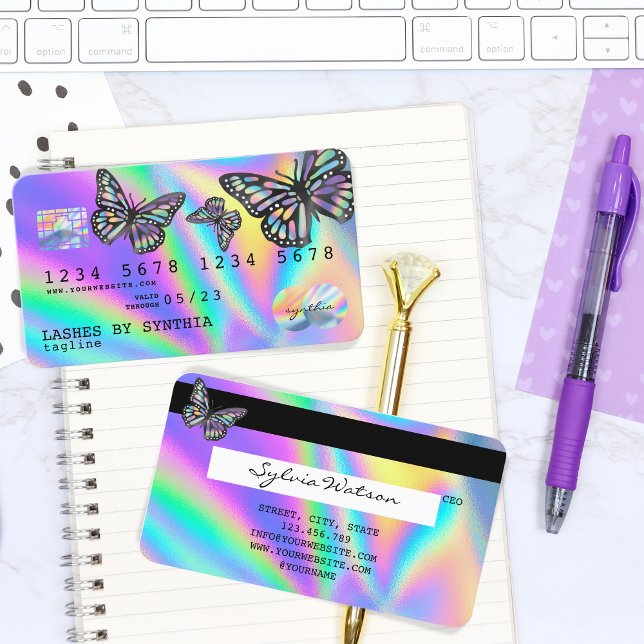 Tarjeta De Visita Holograph Modern Credit Card Monarch Butterfly (Subido por el creador)