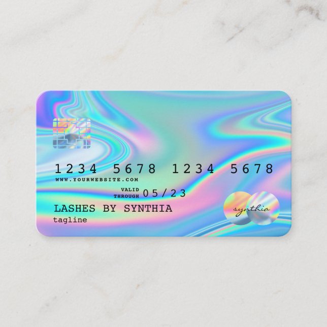 Tarjeta De Visita Holograph Modern Credit Card Style Add Logo (Anverso)
