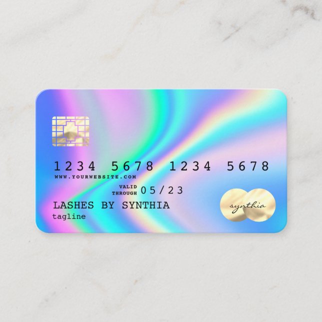 Tarjeta De Visita Holograph Modern Credit Card Style Add Logo (Anverso)