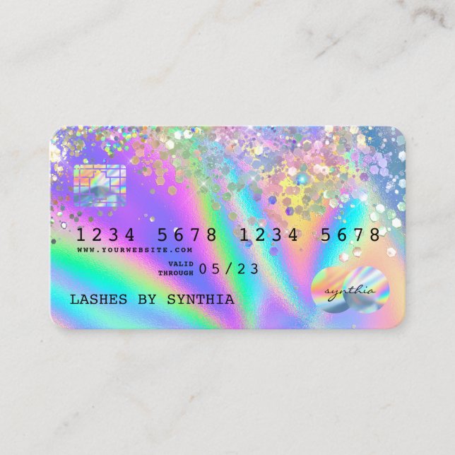 Tarjeta De Visita Holograph Modern Credit Card Style add logo (Anverso)