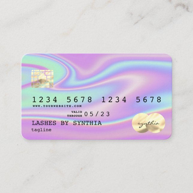 Tarjeta De Visita Holograph Modern Credit Card Style Add Logo (Anverso)