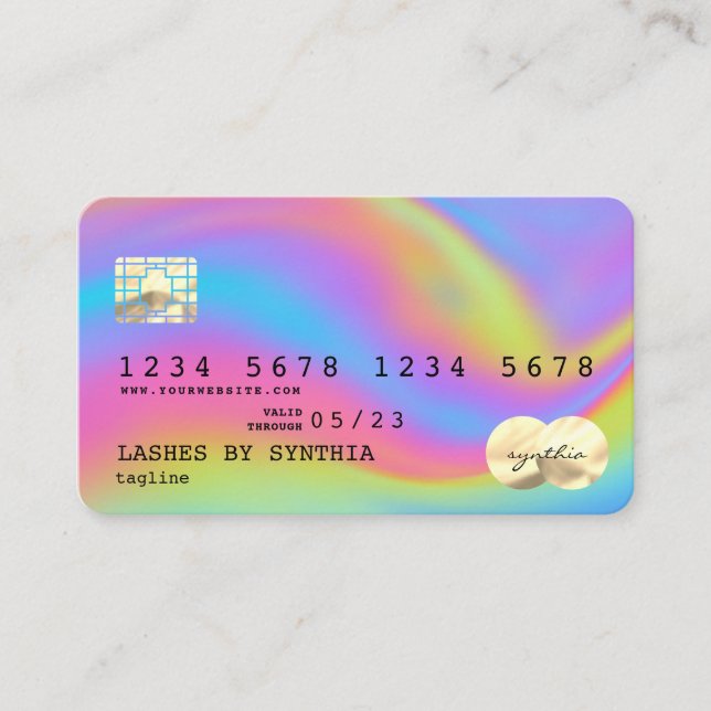 Tarjeta De Visita Holograph Modern Credit Card Style Add Logo (Anverso)