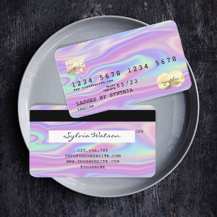 Tarjeta De Visita Holograph Modern Credit Card Style Add Logo