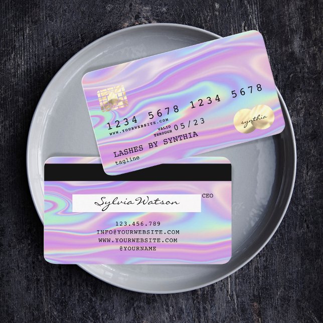 Tarjeta De Visita Holograph Modern Credit Card Style Add Logo (Subido por el creador)