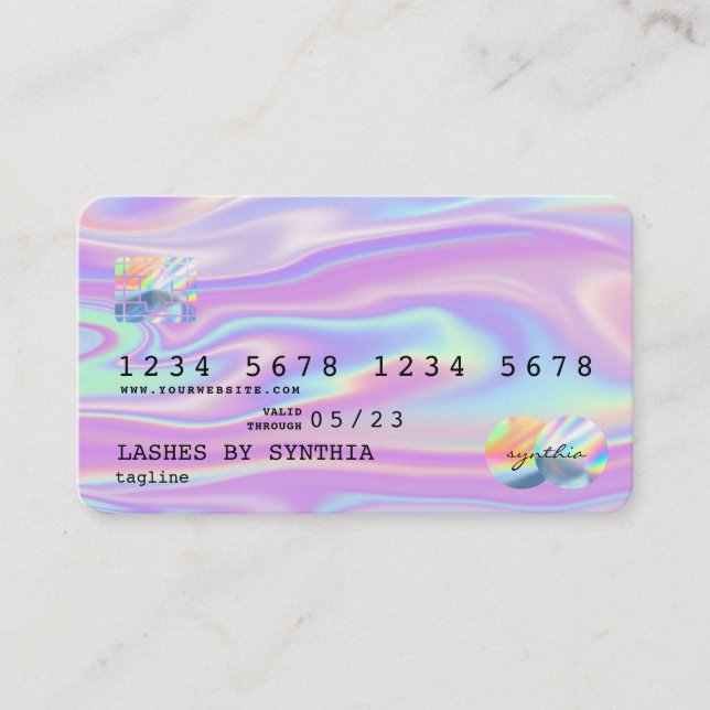Tarjeta De Visita Holograph Modern Credit Card Style Add Logo (Anverso)