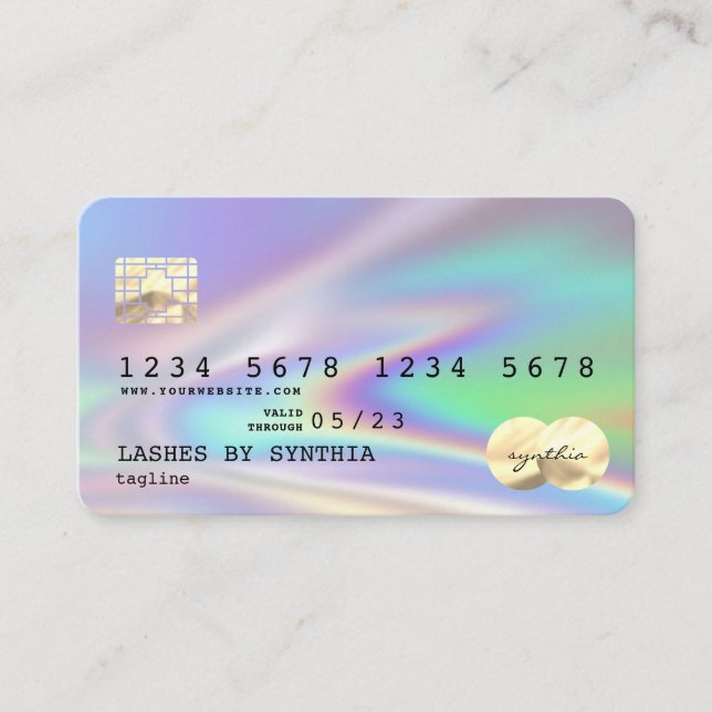Tarjeta De Visita Holograph Modern Credit Card Style Add Logo (Anverso)