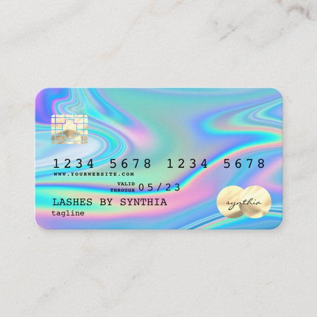 Tarjeta De Visita Holograph Modern Credit Card Style Add Logo (Anverso)