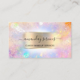 Tarjeta De Visita Holograph Shop Logo Makeup Artist QR Code 