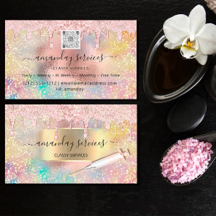 Tarjeta De Visita Holograph Syringe Inyecciones Studio Rosa QRCode