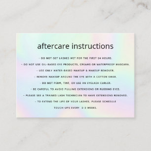 Tarjeta De Visita Holographic AfterCare para Extensiones Lash
