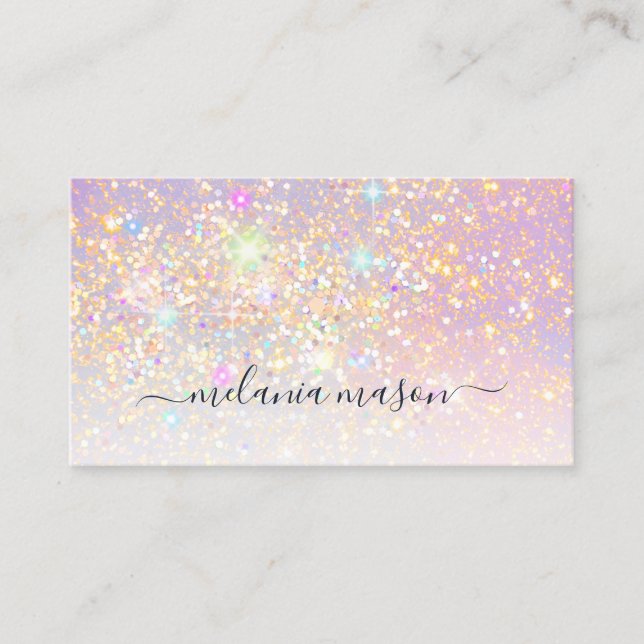 Tarjeta De Visita Holographic Glam Purpurina Elegant Sparkles Girly (Anverso)